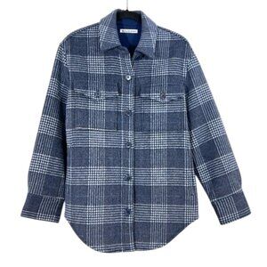 Reformation Giles Plaid Shirt Jacket Shacket Blue Size XS Pre-Loved